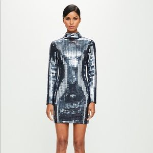 High Neck Embellished Mini Dress